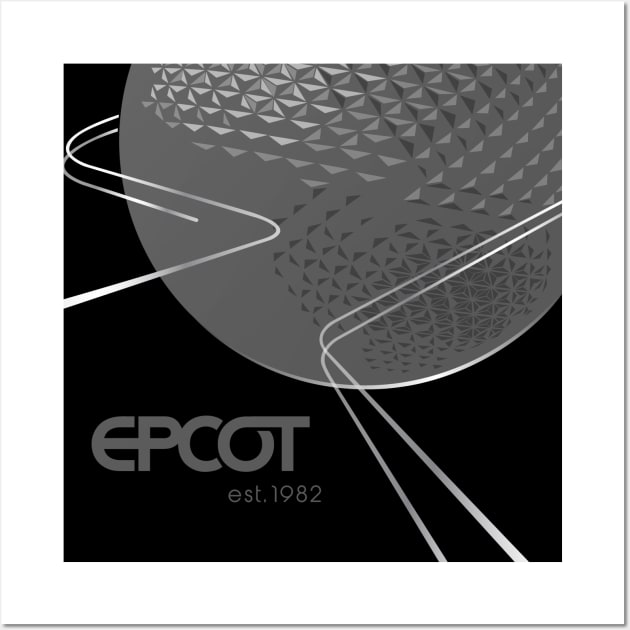 EPCOT Spaceship Earth Grayscale Simplified Shirt Design - for Front Wall Art by Blake Dumesnil Designs